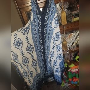 Boho blue and white dress